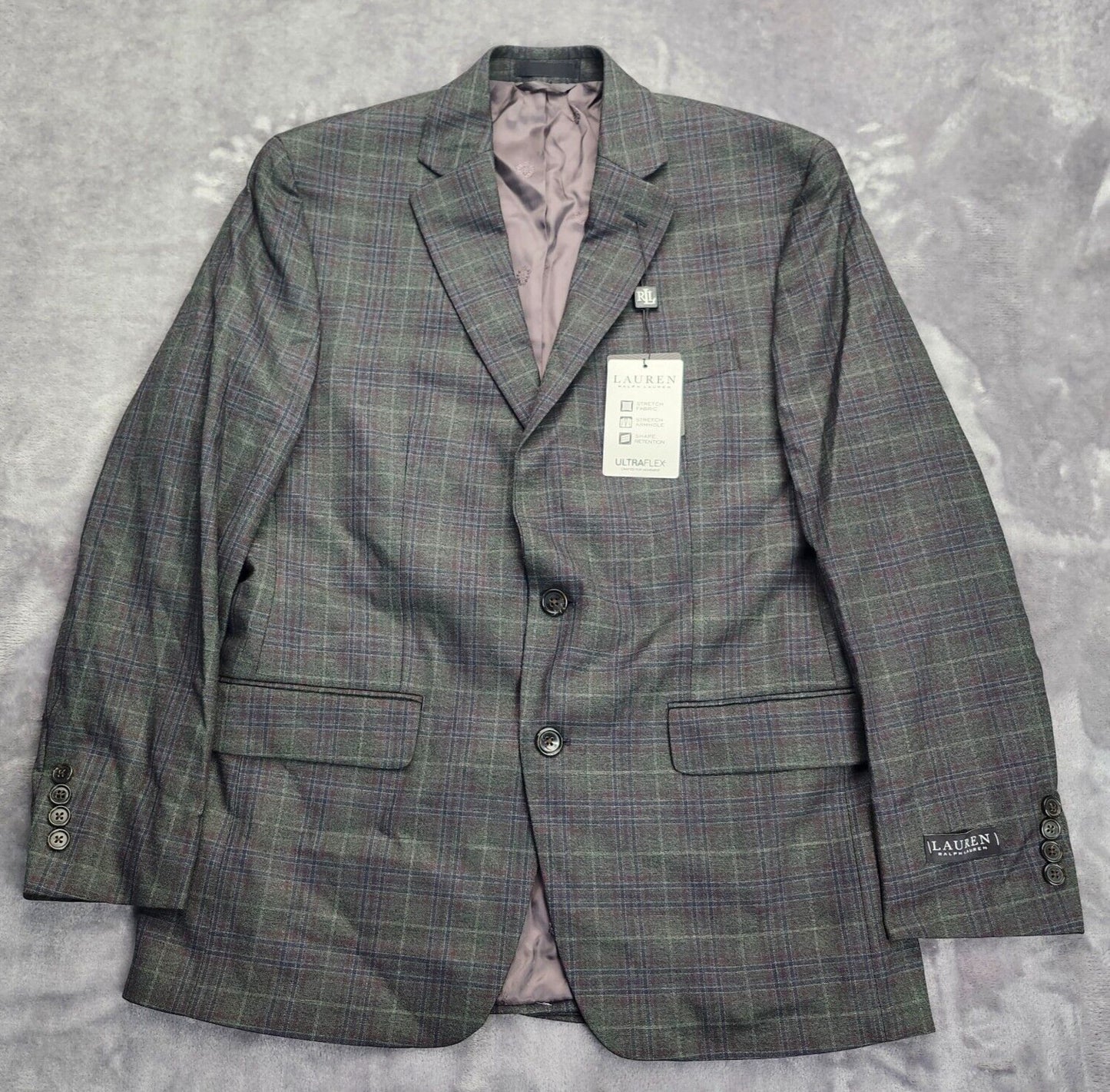 Lauren Ralph Lauren Polyester Green Plaid Suit Jacket Blazer 40R NWT