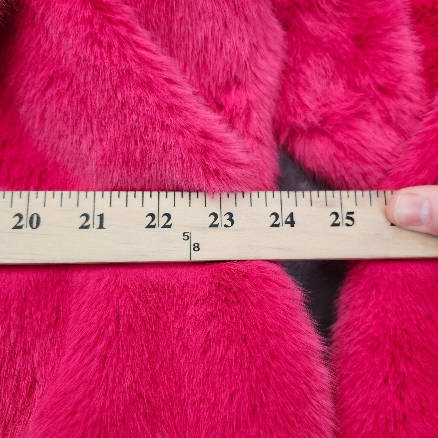 FINESSE Womens Dorinne Hot Pink Vegan Fur Knee Length Coat Large