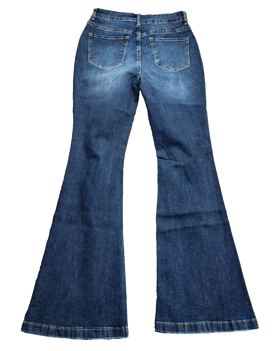 Flamingals Womens High Rise Button up Distressed Flared Denim Jeans Small