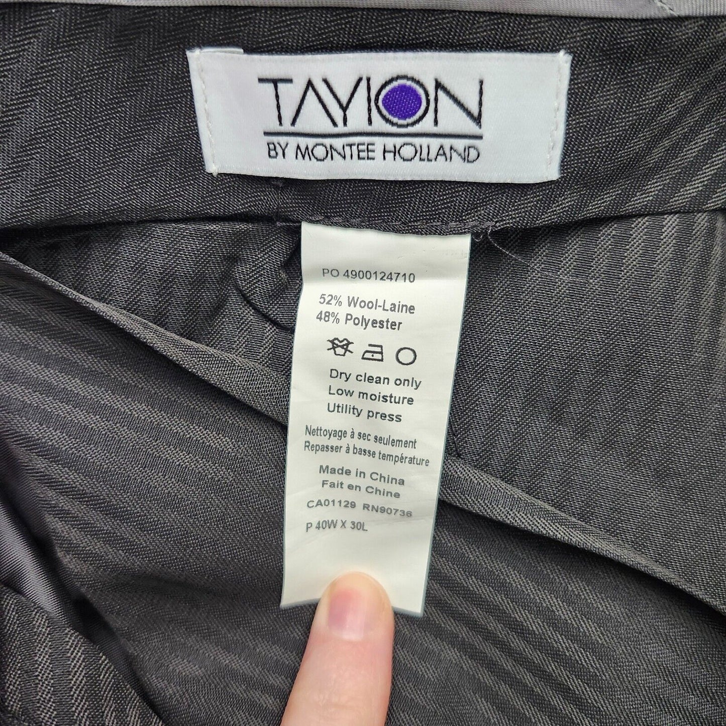 Tayion By Montee Holland Mens Classic-Fit Wool-Blend Dress Pants 40W x 30L Grey