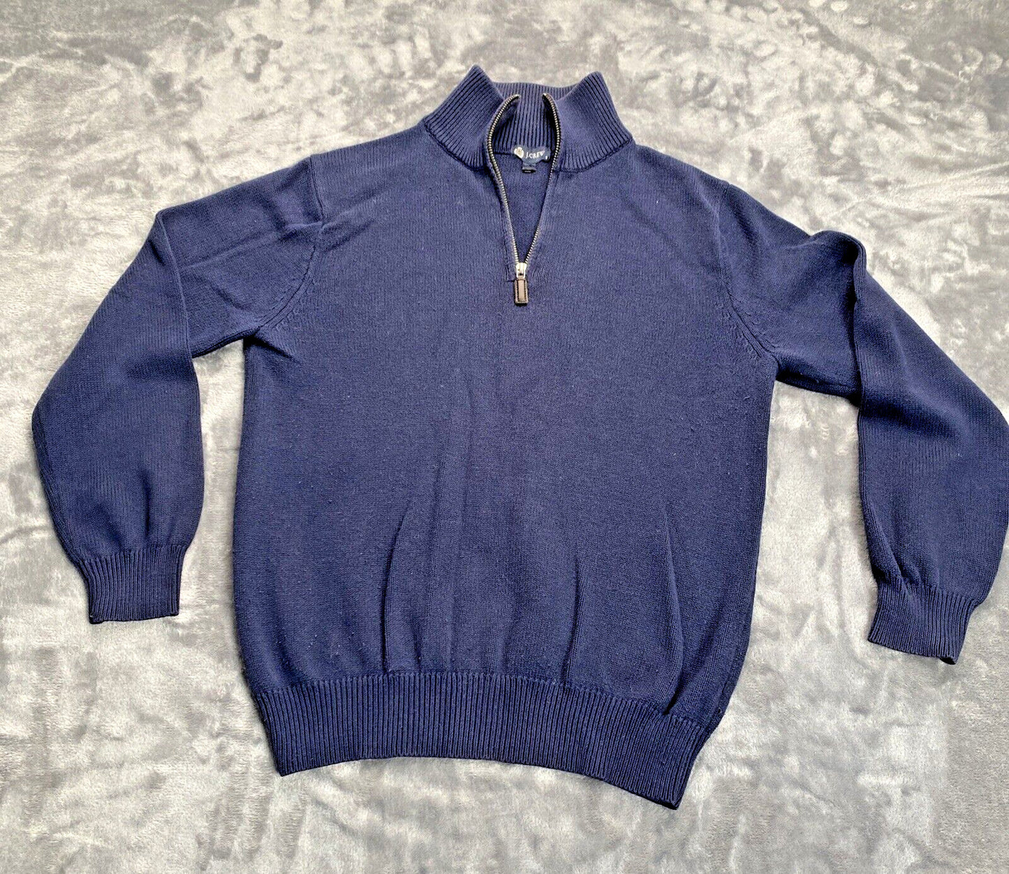J Crew Slim Cotton-Cashmere Blend 1/4 Zip Pullover Sweater Mens Small Blue
