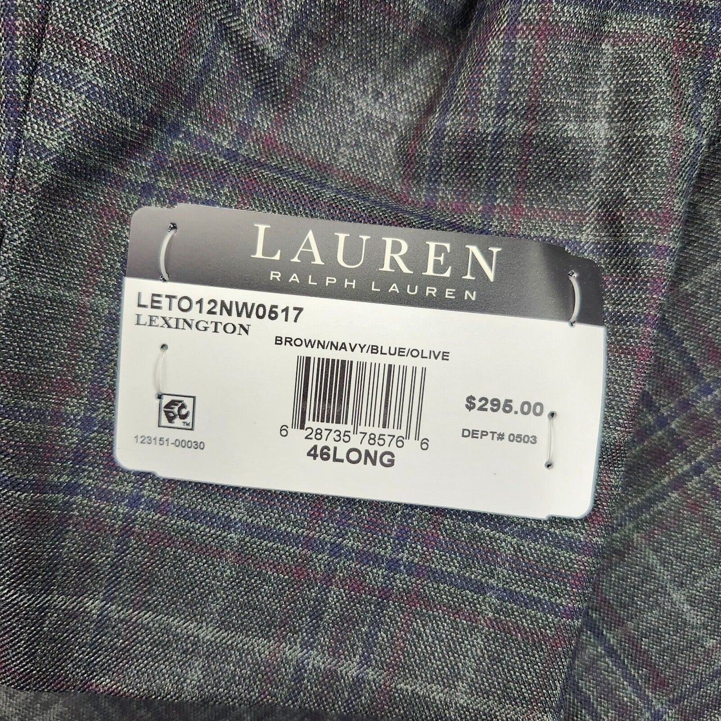 Lauren Ralph Lauren Polyester Green Plaid Suit Jacket Blazer 46L NWT