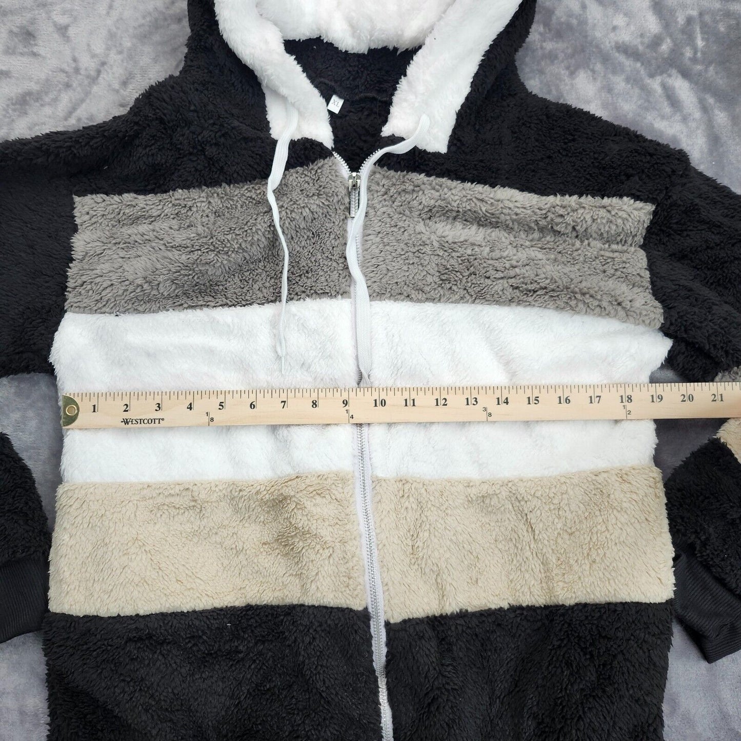 Women Fuzzy Fleece Hoodie Jacket Outwear with Pockets XL