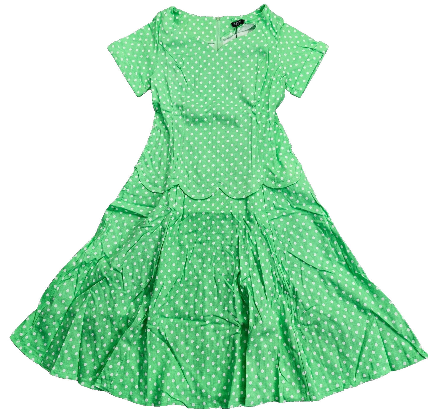 ACEVOG Womens 1950's V-neck Vintage Rockabilly Swing GRN Evening Party Dress LG