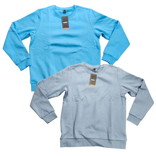 2pack TACVASEN Women's Blue Fleece Crewneck Pullover Sweatshirt Medium