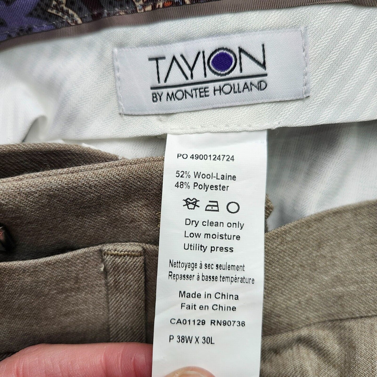 Tayion By Montee Holland Mens Classic-Fit Wool-Blend Dress Pants 38W x 30L