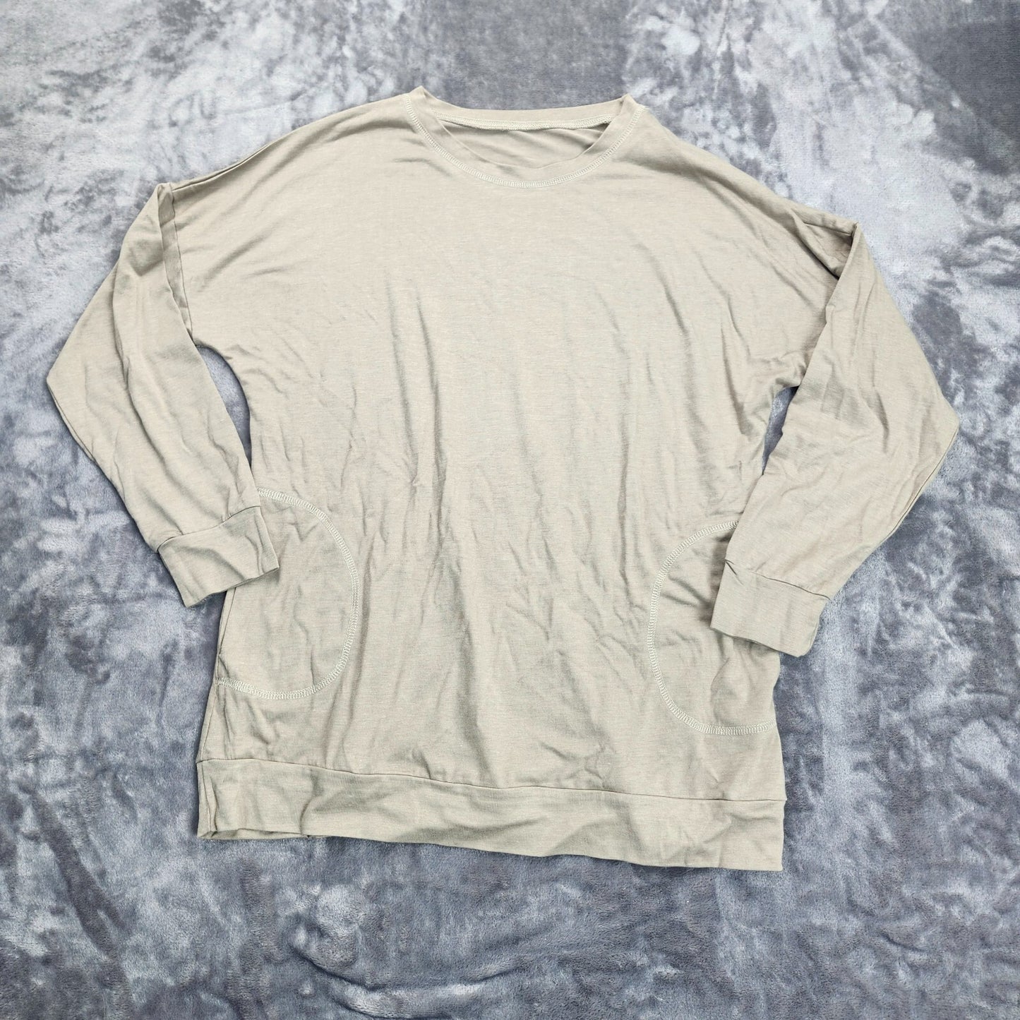 Mens Oatmeal Long Sleeve Shirt Large