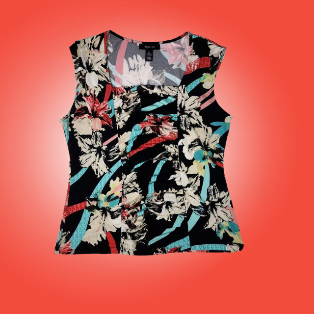 Style & Co Floral Swing Top Size L Womens Sleeveless High Low