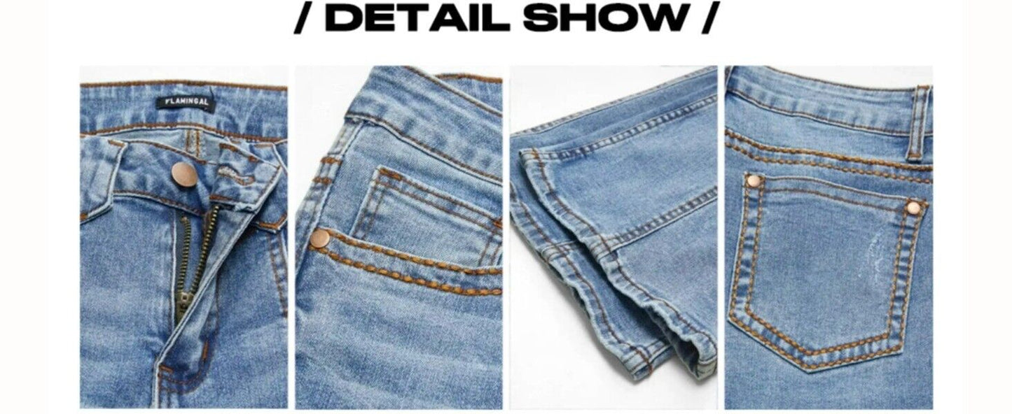 Flamingals Flared High Rise Casual Wash Wrap Denim Jeans Large