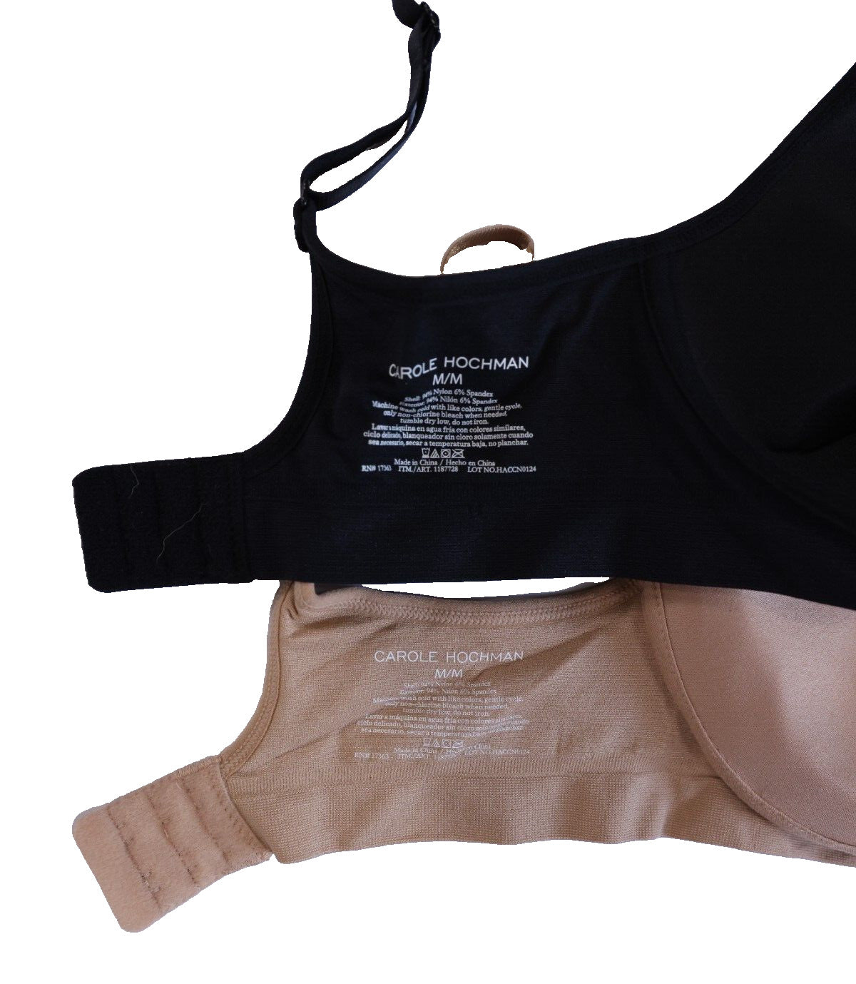 Carole Hochman Women's Wirefree Sealmless Comfort Bra, 2-Pack, Black/Taupe, Med