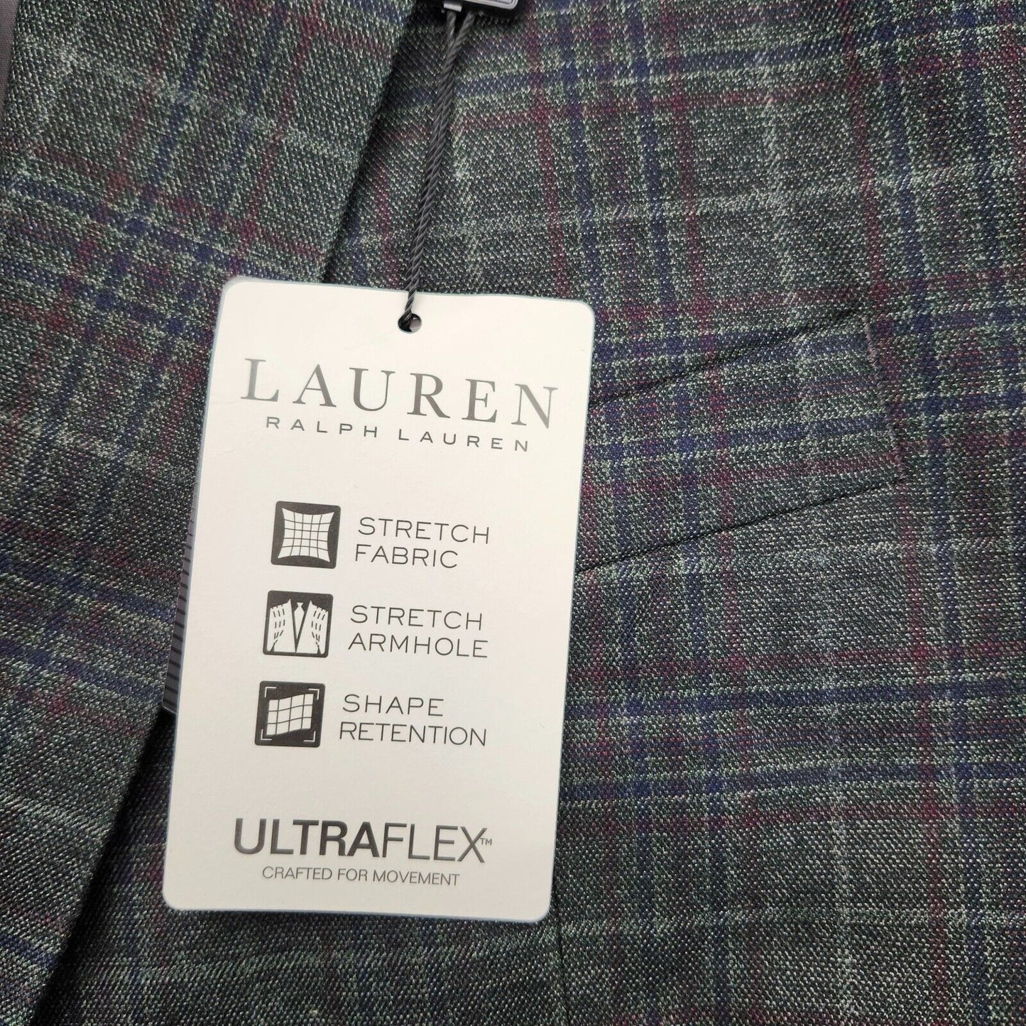 Lauren Ralph Lauren Polyester Green Plaid Suit Jacket Blazer 44L NWT