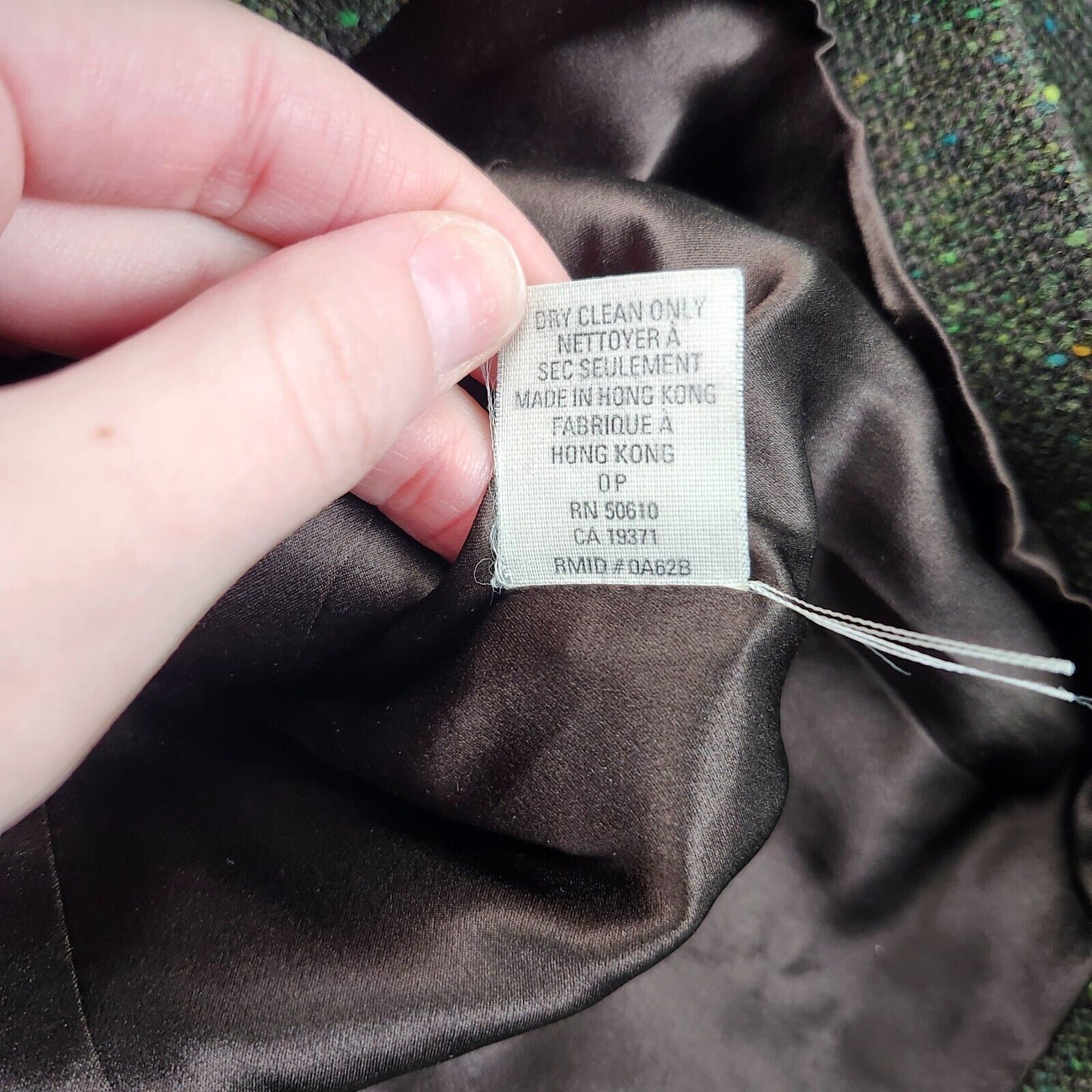 ANNE KLEIN Women's Green Flecked 100% Wool Zip Up Jacket Size 6P