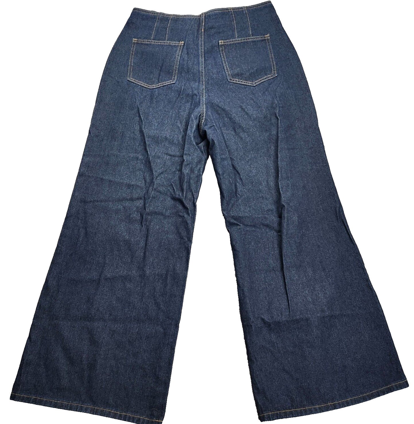 CIDER Womens Double High Rise Solid Button Wide Leg Jeans sz XL