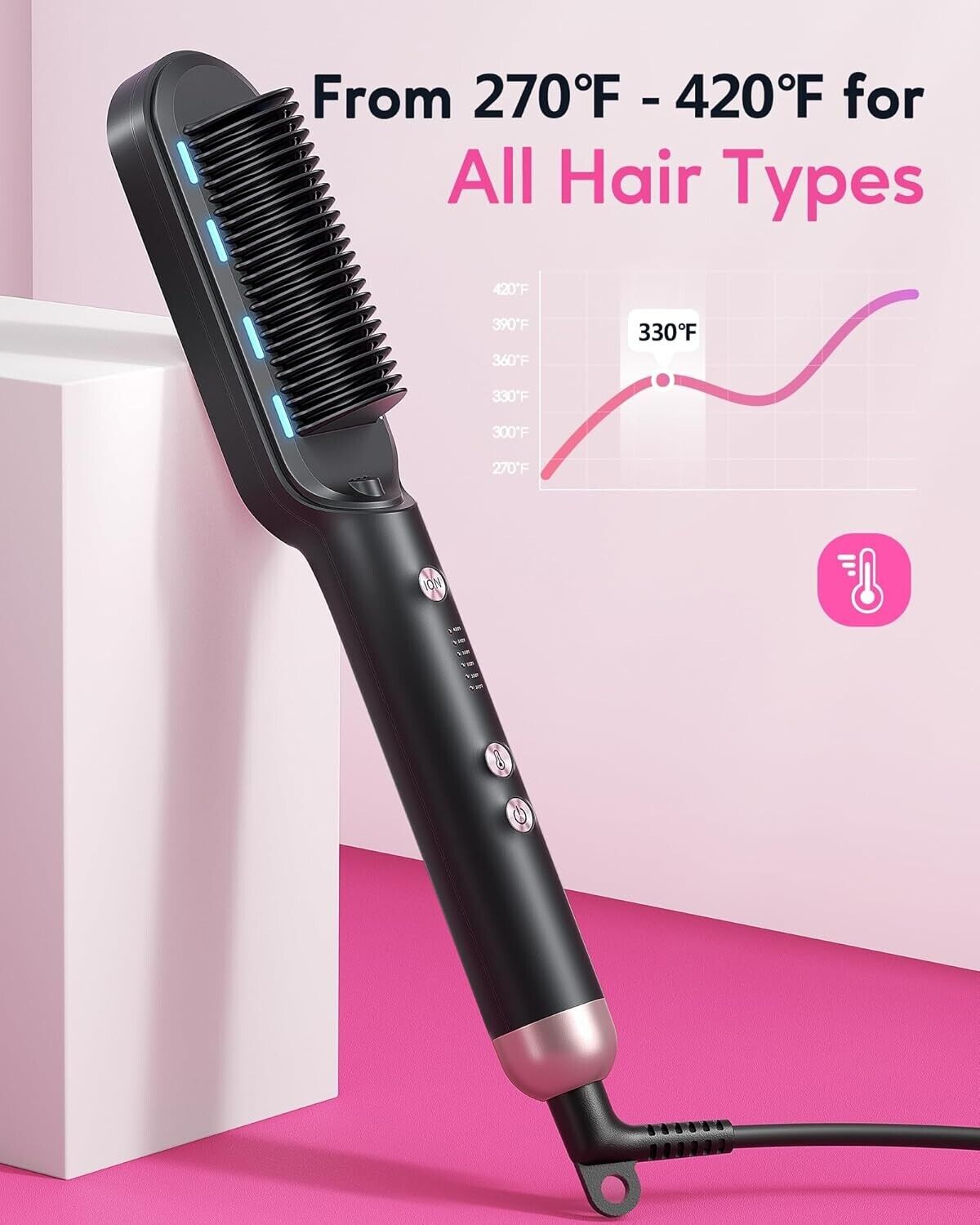 Wavytalk Professional Salon Hair Straightener Brush Model 375 Rose Gold Sealed