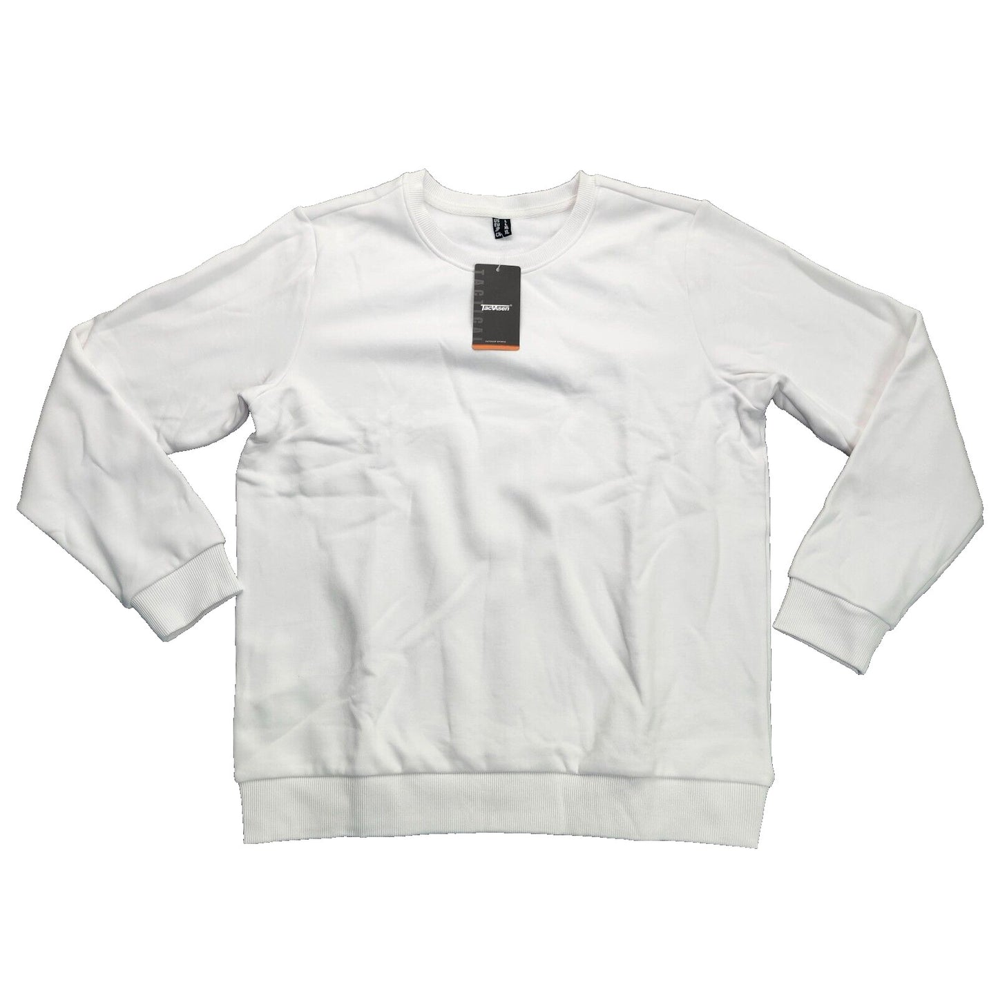 TACVASEN Women's White Fleece Crewneck Pullover Sweatshirt Large