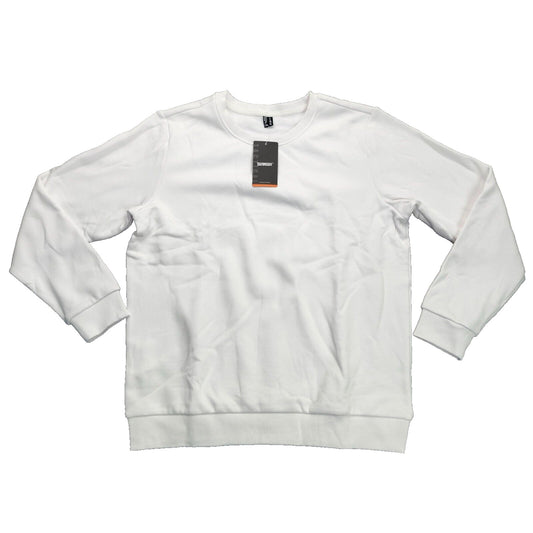 TACVASEN Women's White Fleece Crewneck Pullover Sweatshirt Large