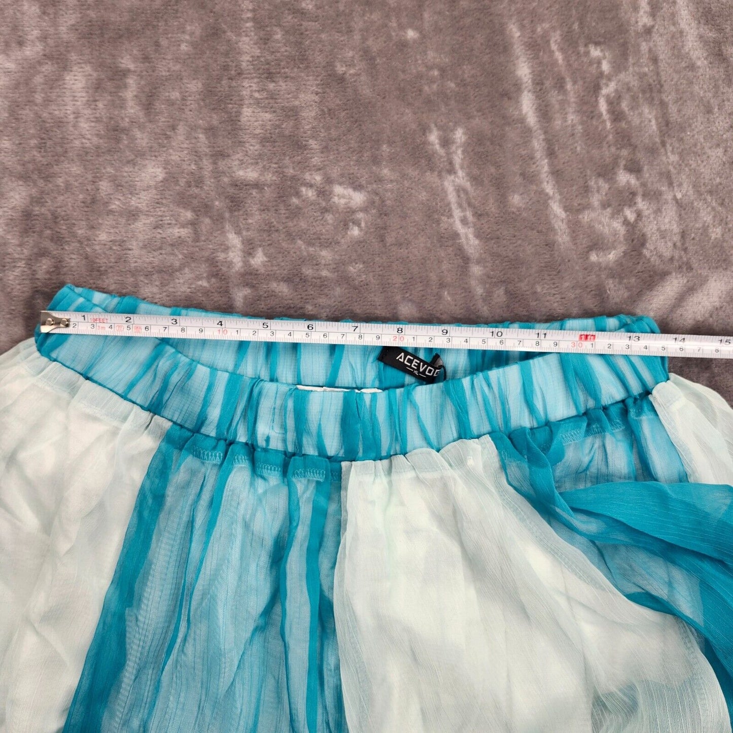 Angvns long Blue and white Sheer Flowing skirt size XL