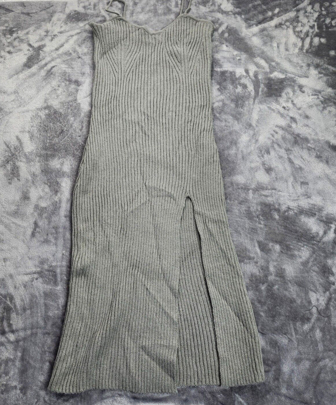 CIDER Womens Knit Solid Cami Split Midi Dress & Shrug Gray XL