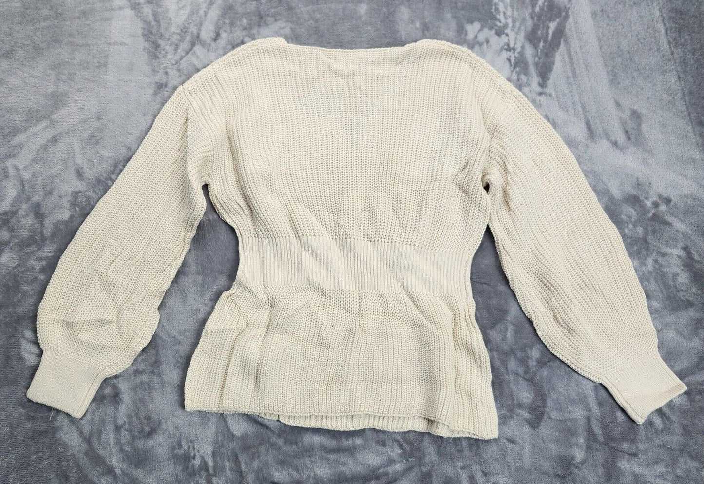 Womens Waist Knit Sweater Tops Casual Long Sleeve Notch Neck Small