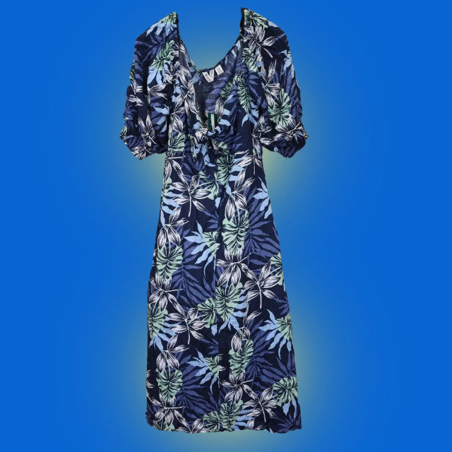 Roxy Evening Delight Blue Floral Midi Dress Size XL MSRP $65