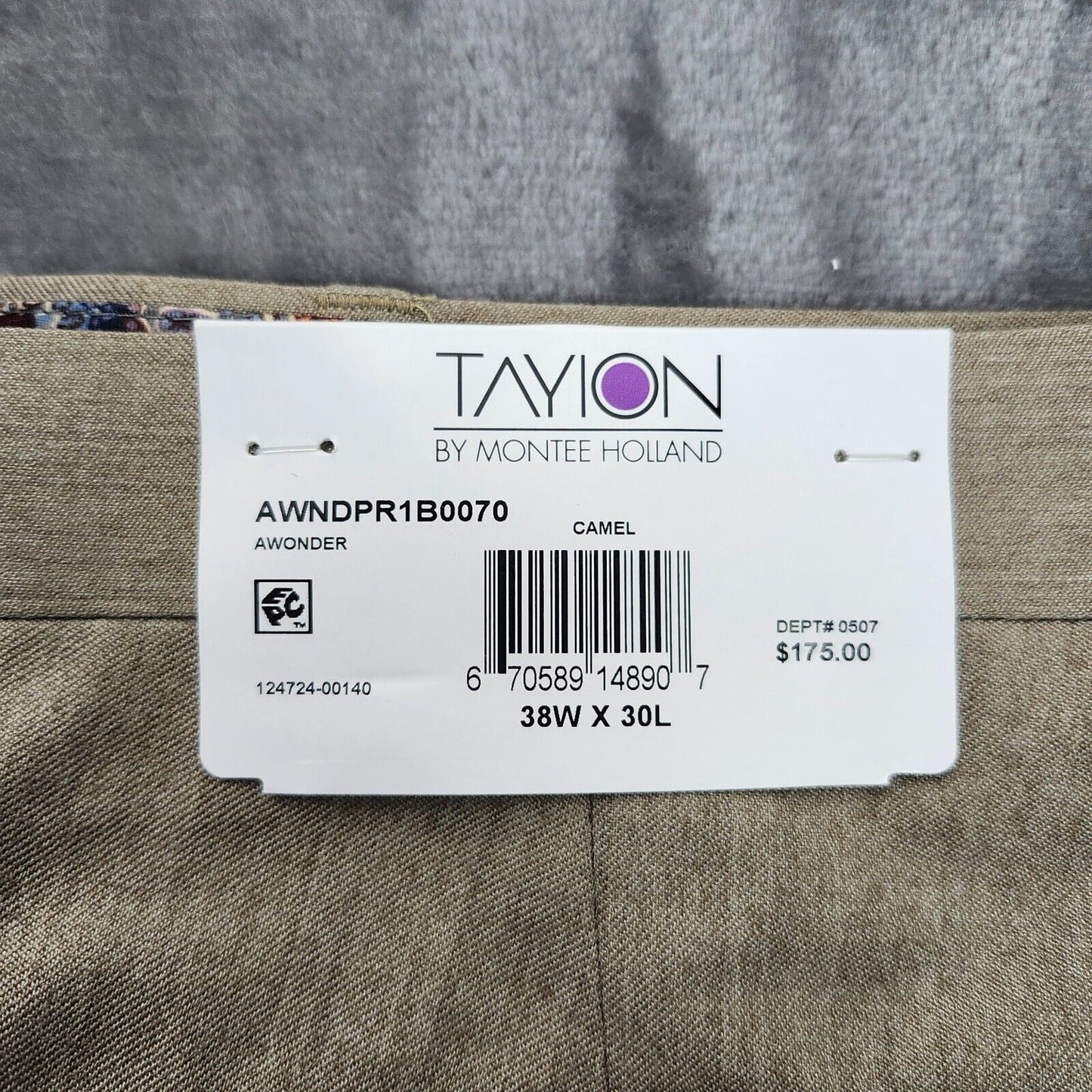 Tayion By Montee Holland Mens Classic-Fit Wool-Blend Dress Pants 38W x 30L Camel