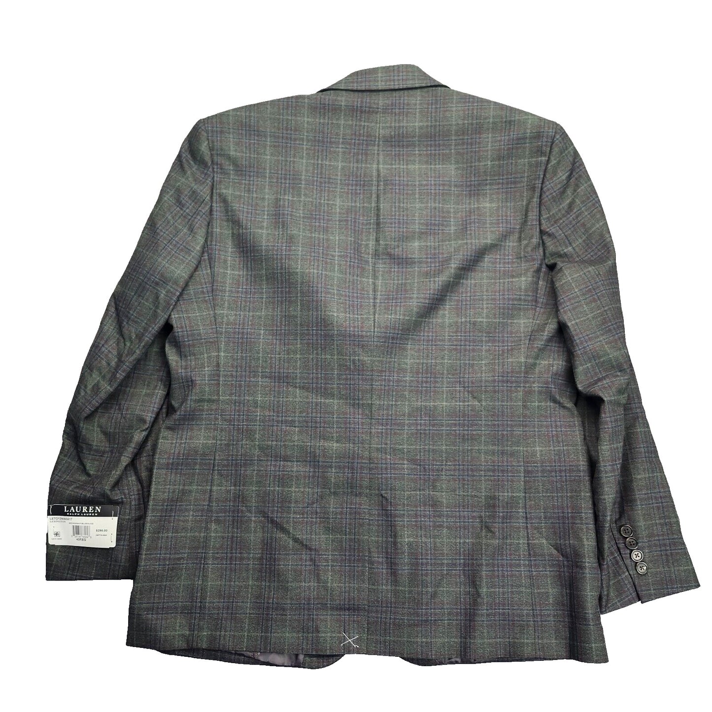 Lauren Ralph Lauren Polyester Green Plaid Suit Jacket Blazer 43R NWT
