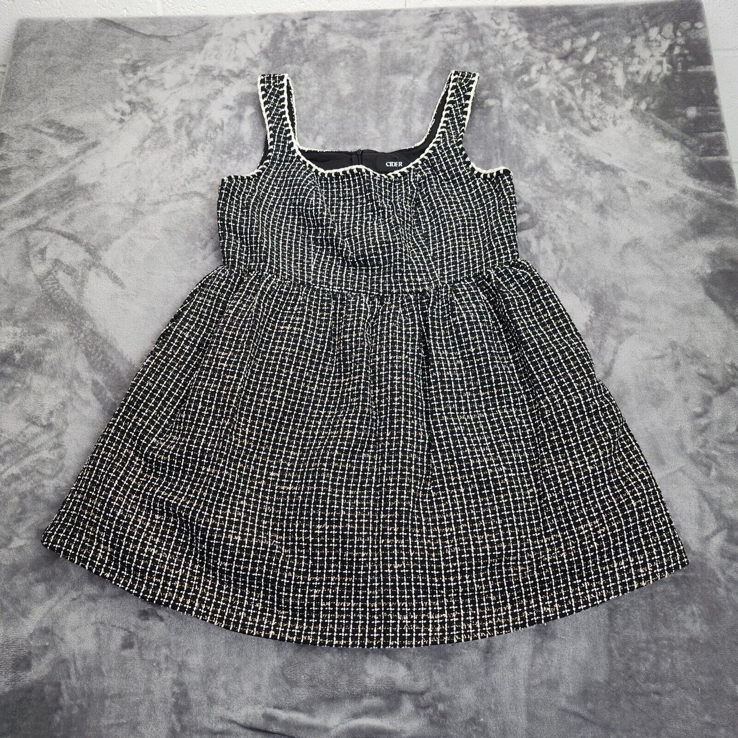 Cider Tweed Square Neckline Black & White Mini Dress Size 1XL NWT