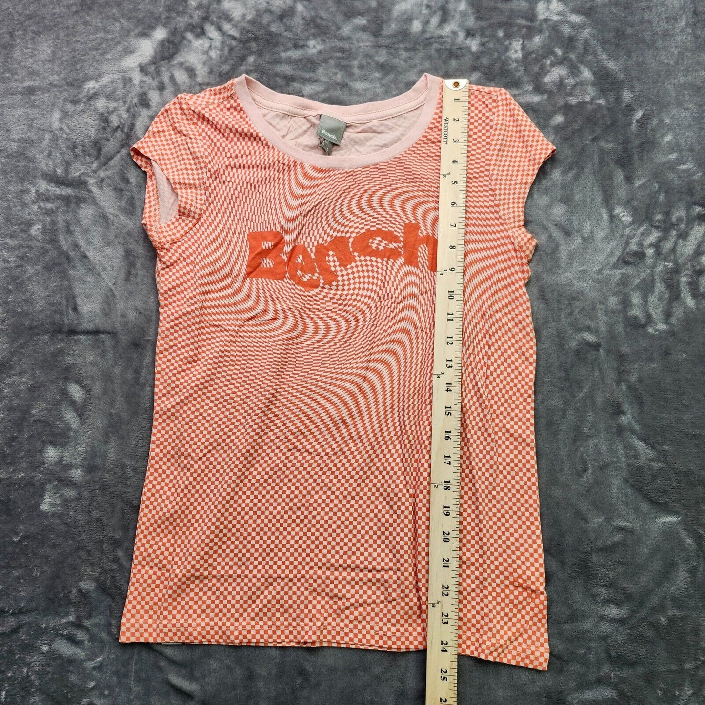 Bench Urban Wear Womens Athletic Cap Sleeve T-Shirt Size SM orange print