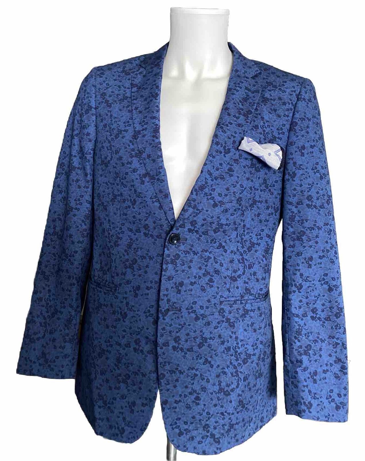 Perry Ellis Portfolio Blazer Sports Coat Jacket Slim Fit Suit Blue Men’s SZ 38R