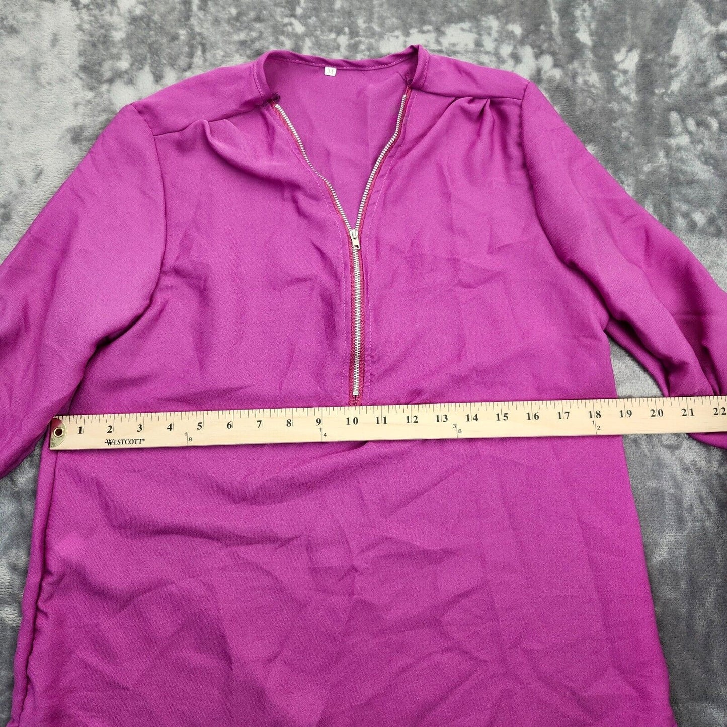 Womens light weight 1/4 zip blouse 3/4 sleeve Purple Medium