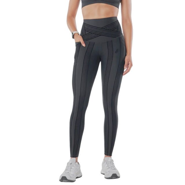 Fanka Body Sculpt Resistance Leggings w Pockets Reversible Wear Dark Gray Large