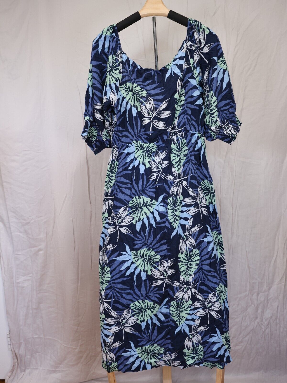 Roxy Evening Delight Blue Floral Midi Dress Size XL MSRP $65