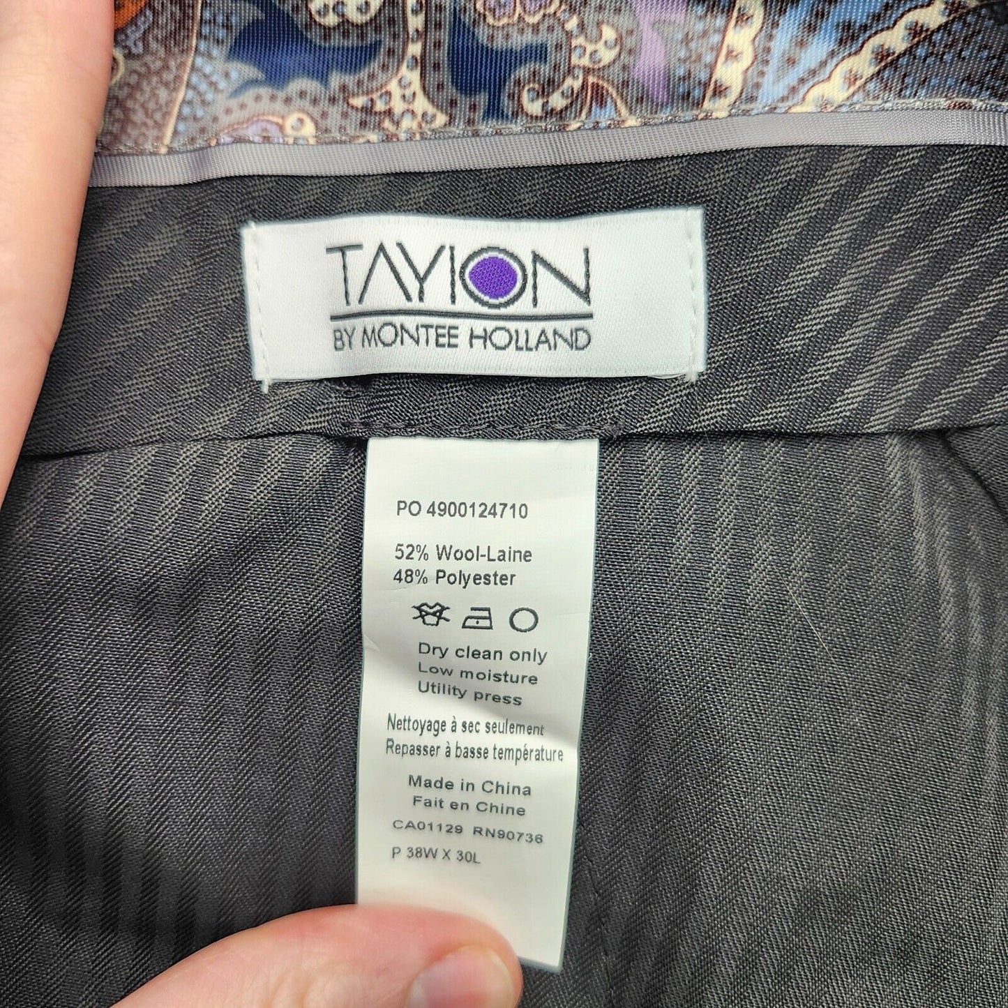 NWT Tayion By Montee Holland Mens Classic-Fit Wool-Blend Dress Pants 38W x 30L