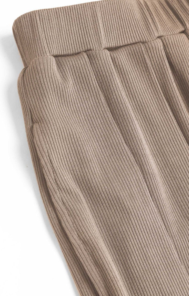 Cider Solid Elastic Waist Pocket Wide Leg Pants Tan - Size XL