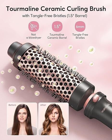 Wavytalk Thermal Brush, 1.5" Heated Round Brush with Detachable Head for Travel