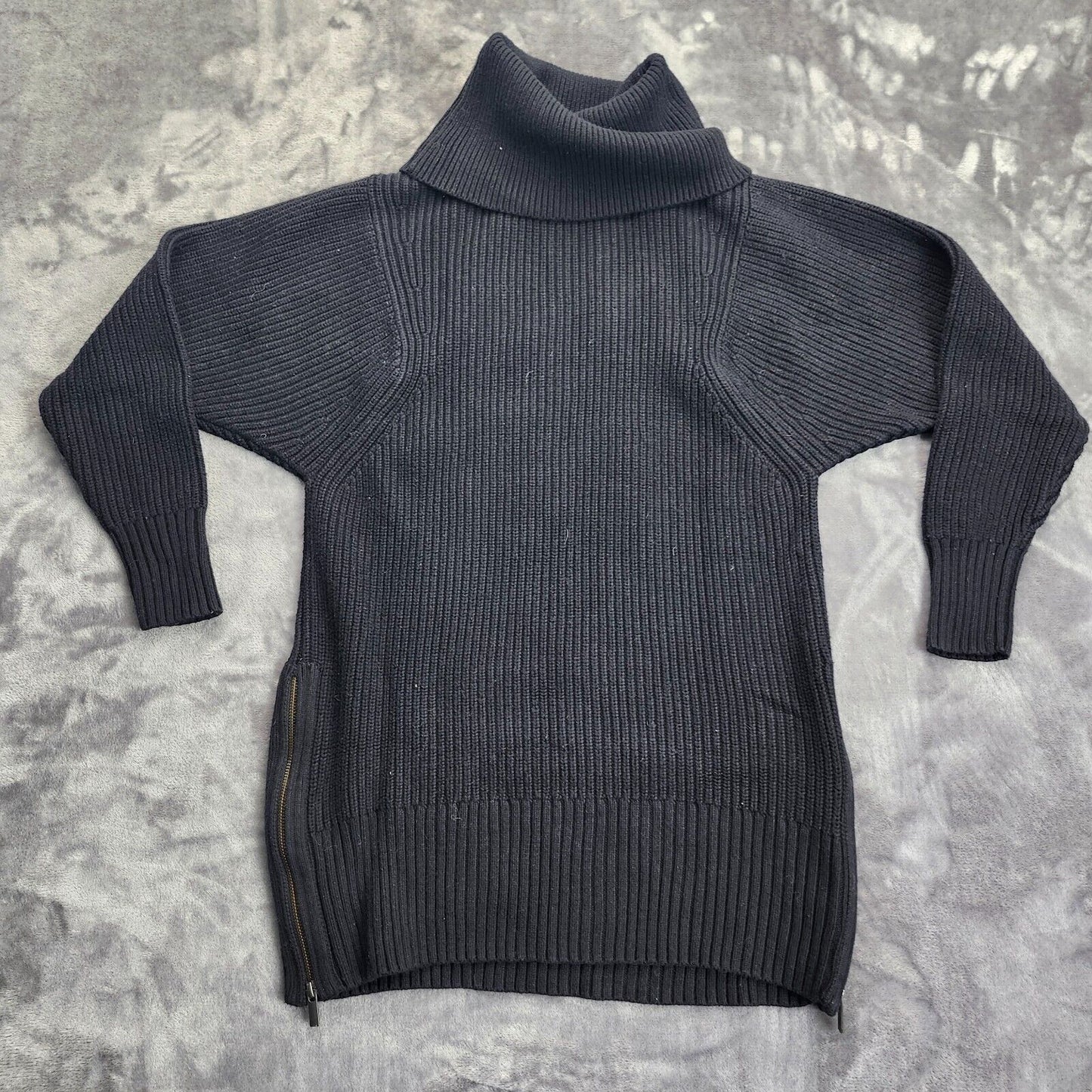 Banana Republic Women's Black Cowl Turtleneck Heavy Knit Sweater Dress Medium