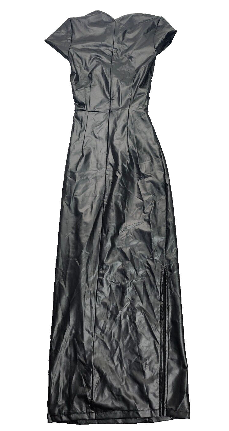 MICAS Womens Front Cutout Long Faux Leather Dress size XS