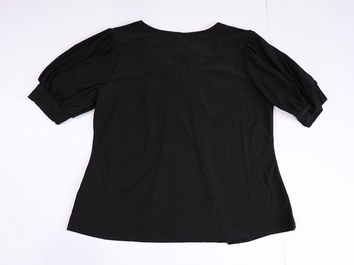 NY Collection Women's Double Flutter Sleeve Swiss Dot Top (Black, Petite Large)