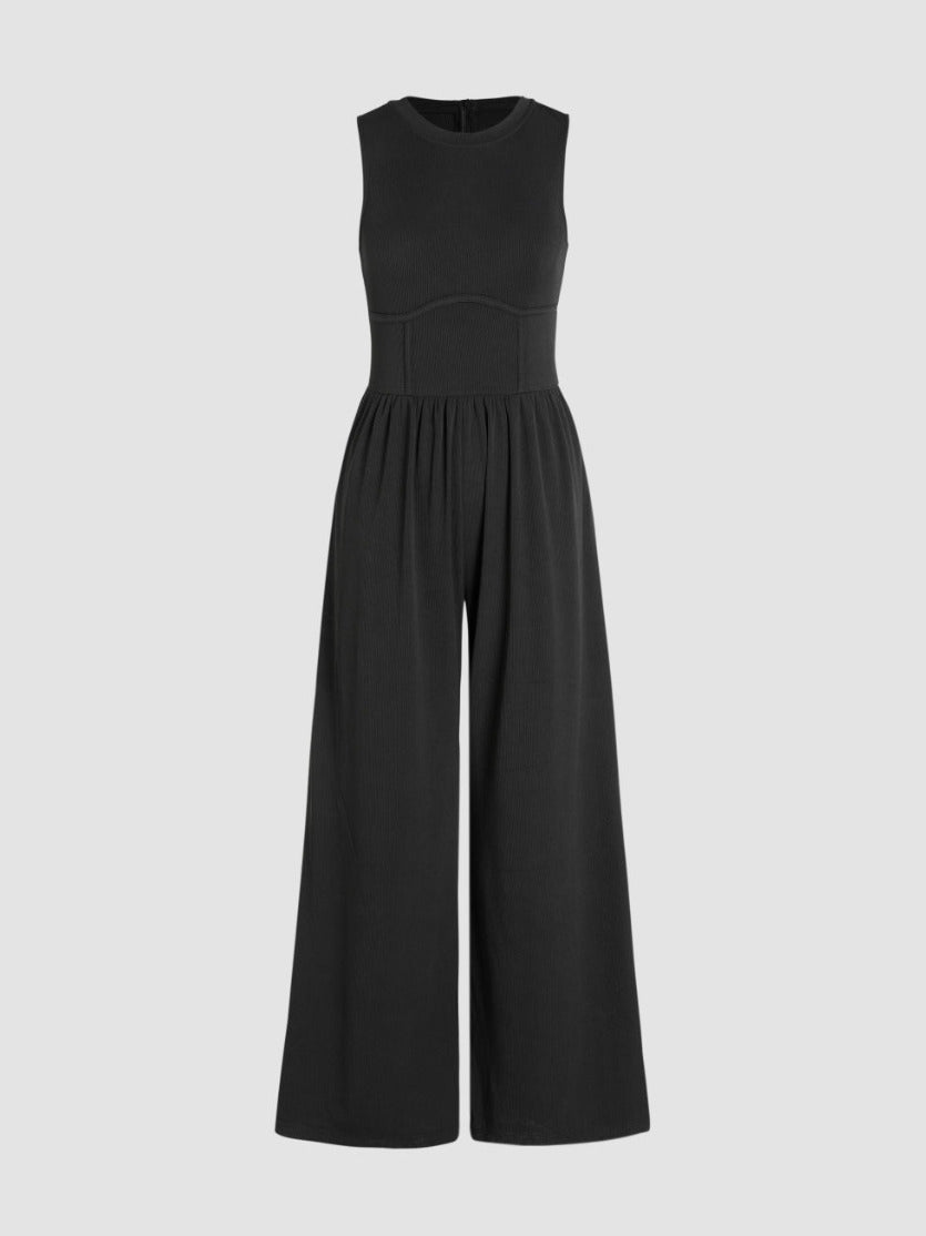 Cider Solid Sleeveless Wide Leg Jumpsuit Black - Size M - NEW