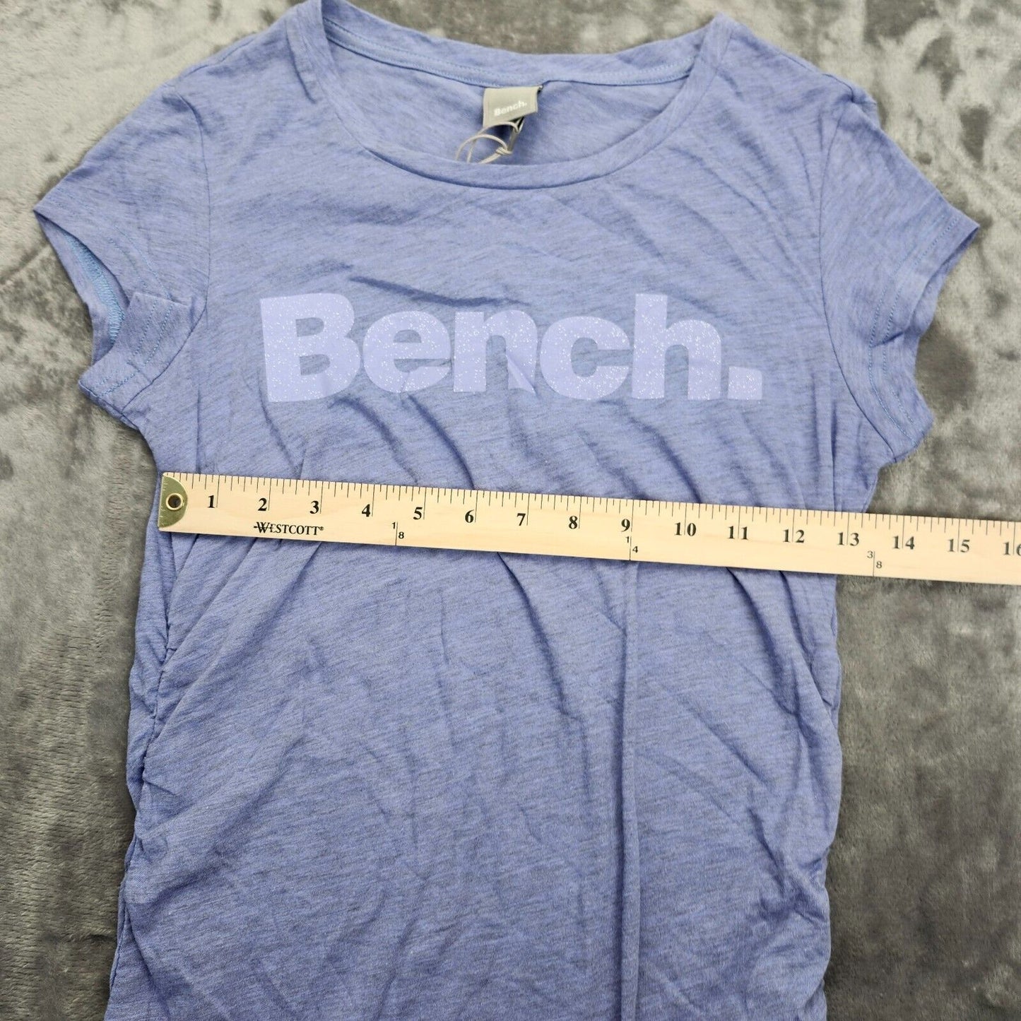 Bench Urban Wear Womens Cap sleeve Ruched Sides T-Shirt Lilac Size Small