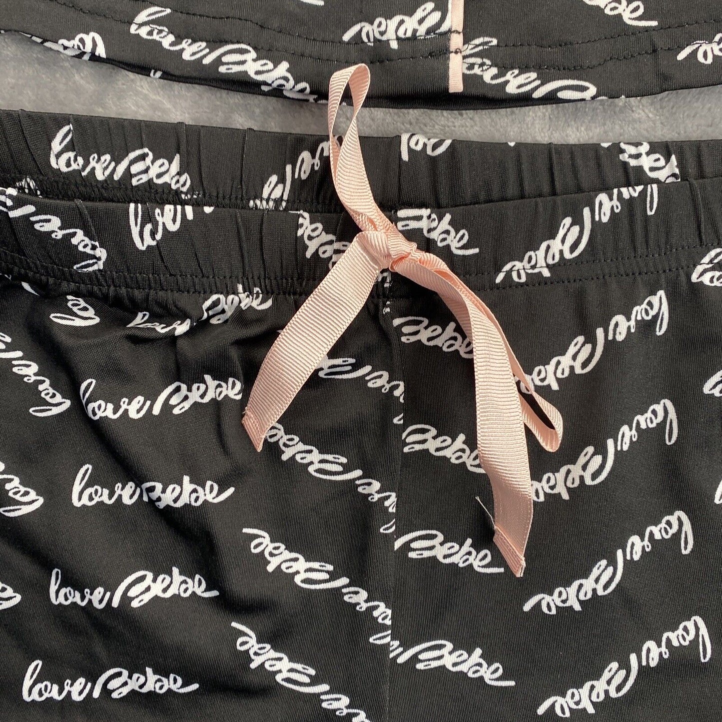 bebe Womens Pajama Sets Button Down Shirt and Shorts Sleepwear Black Pink Size M