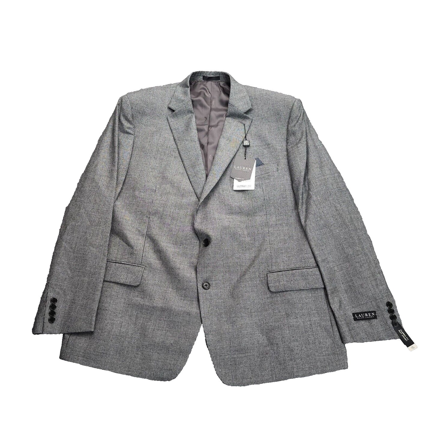 Lauren Ralph Lauren Classic-Fit Wool Suit Jacket Black/White Houndstooth 50L NWT