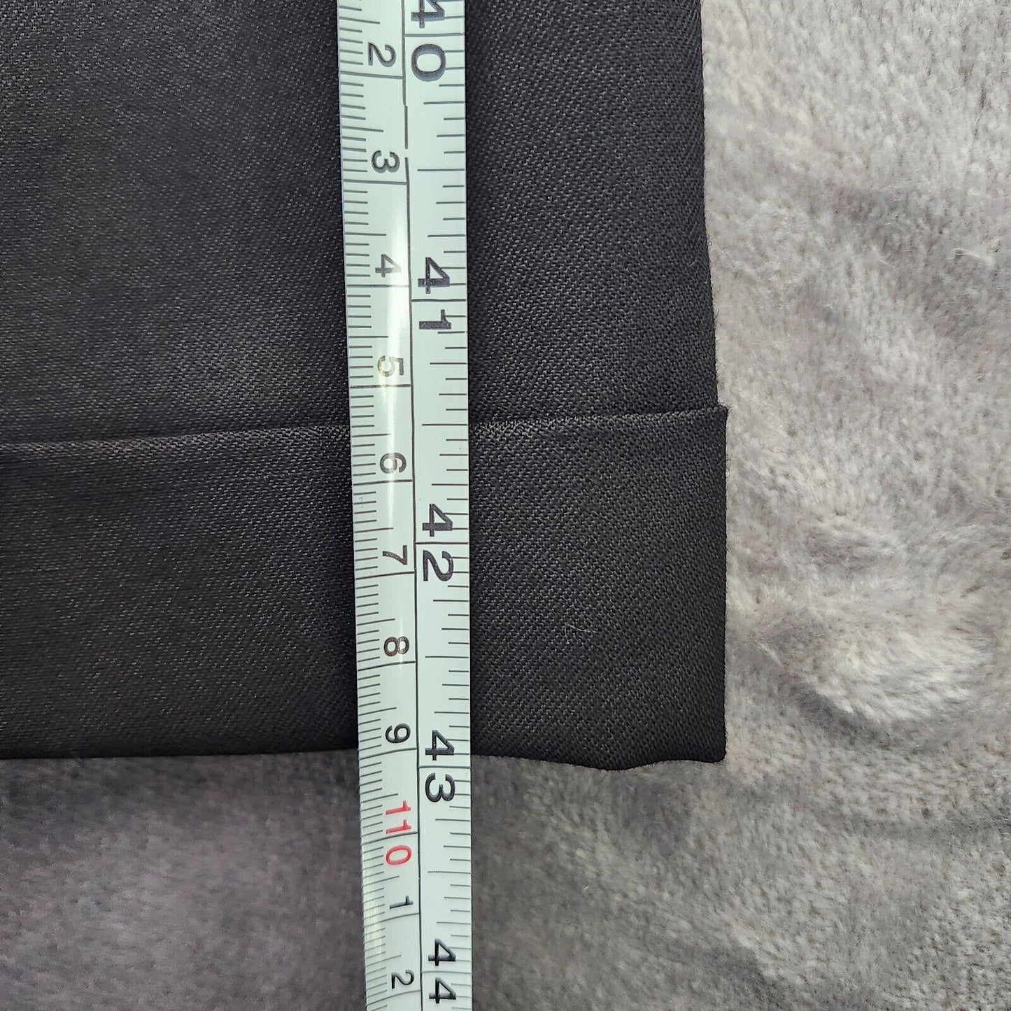 Men's 100% Wool Black Suit Set Notch Lapel Jacket Size 48 Long, Pants 36w