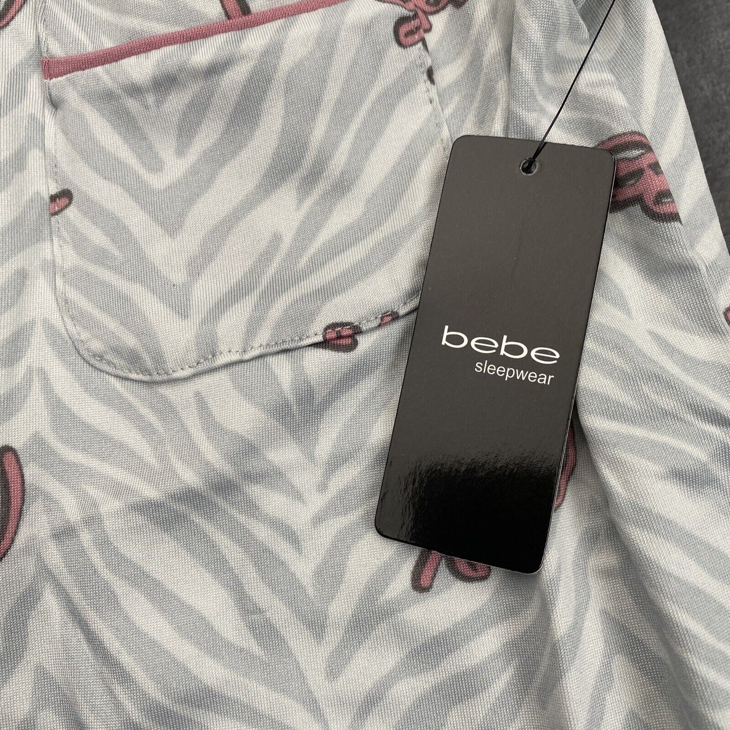 bebe Womens Pajama Sets Button Down Shirt and Shorts Sleepwear Blue pink Size XL