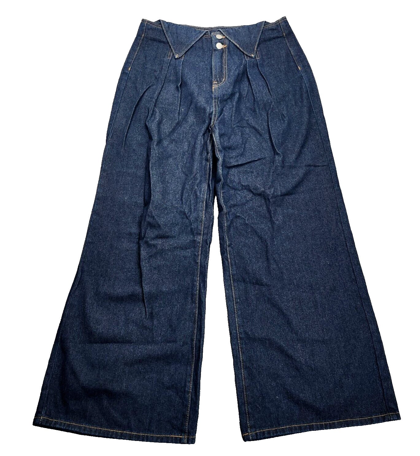 CIDER Womens Double High Rise Solid Button Wide Leg Jeans sz XL