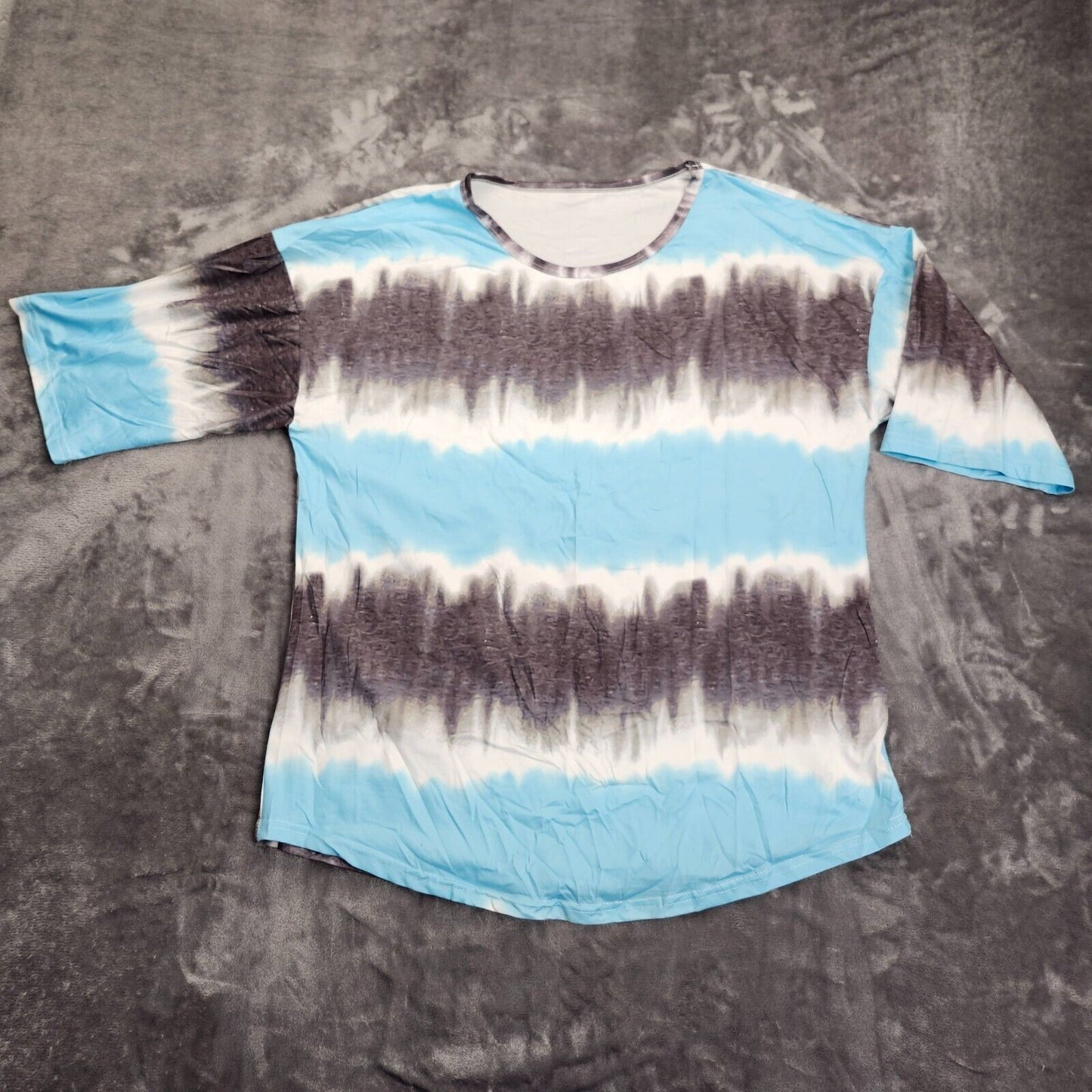 Womens Striped T-Shirt Short Sleeve Casual Tee Tops Blouse 3XL Blue
