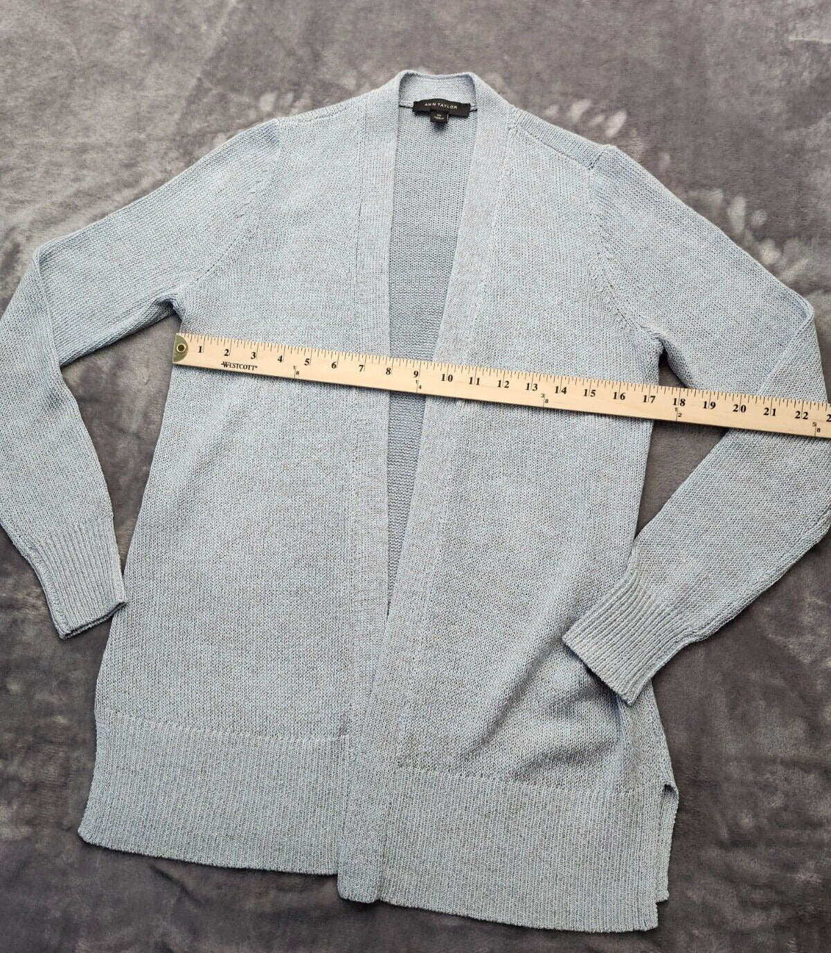 Ann Taylor Linen Blend Open Cardigan Light Blue Size XS Colorful Coastal Casual