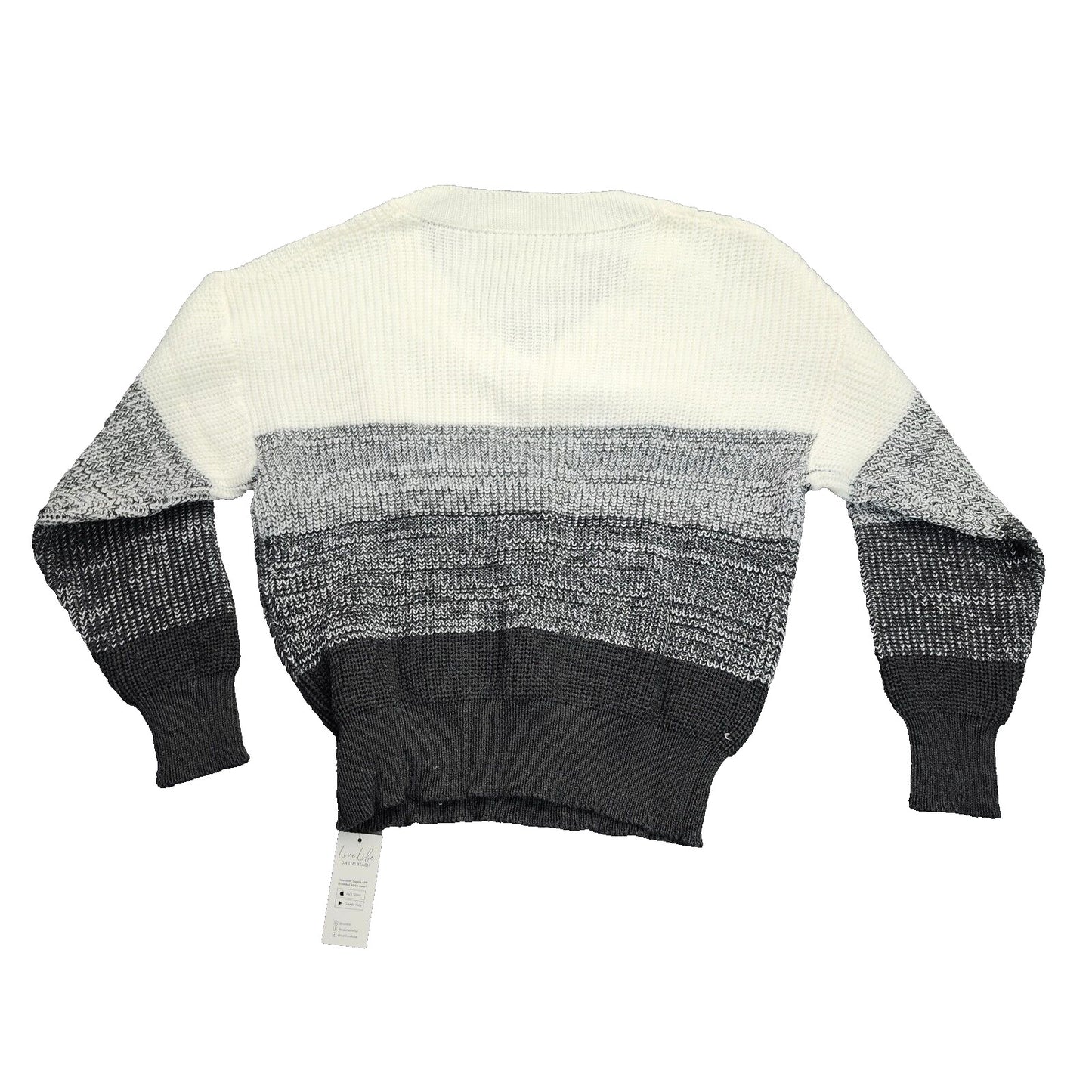 CUPSHE Women Pullover Sweater Striped V-Neck Drop Sleeve Ribbed Knit Jumper XS