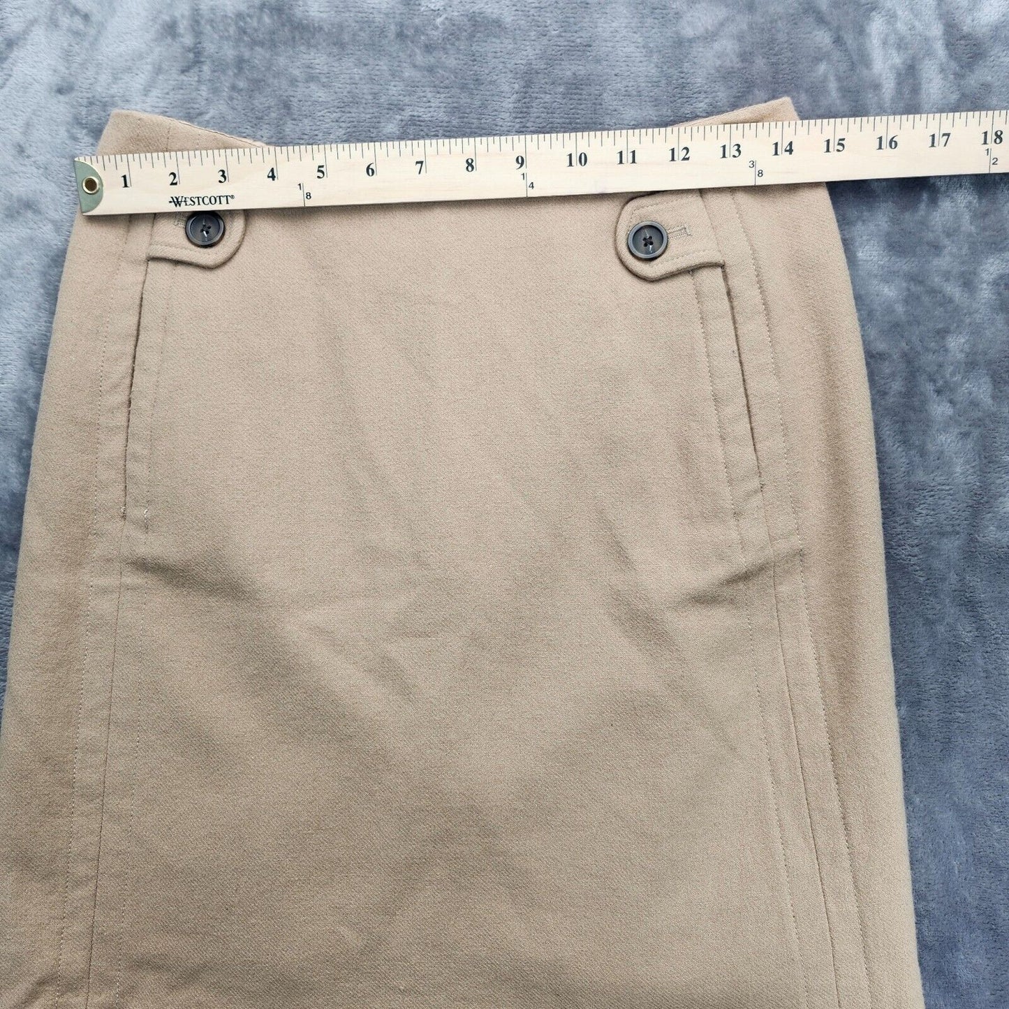 Banana Republic Womens Skirt sz 2 Beige A Line Pleated Pockets Wool Blend Button