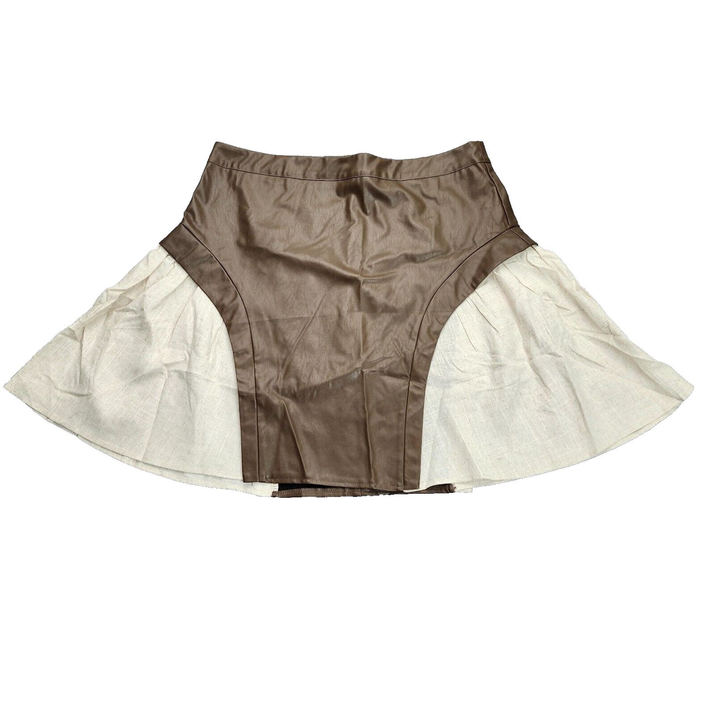 MICAS Womens Color Block Patchwork Faux Leather Zipper Skirt 2XL
